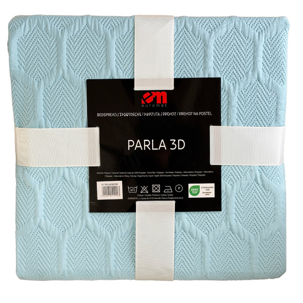 Dwustronna Narzuta Parla 3D Niebieski Jasnoniebieski 180x220 Bez Poszewek