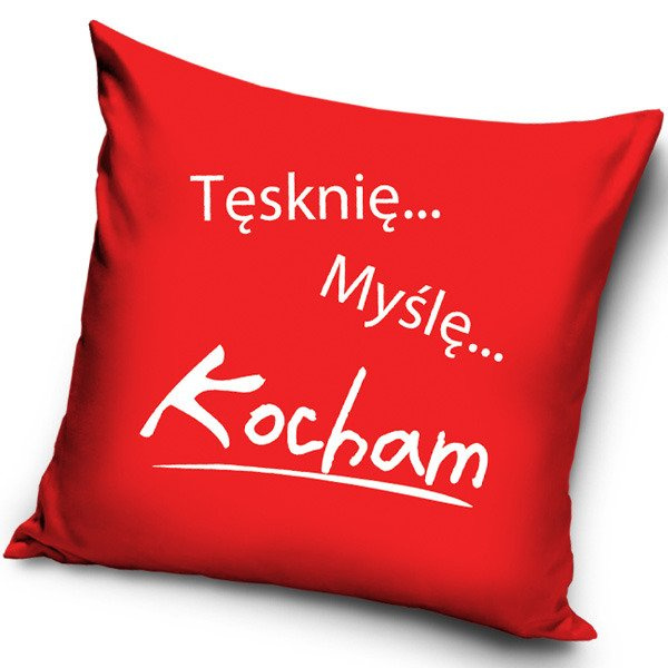 Poduszka Dekoracyjna Walentynki Tęsknię Myślę Kocham WAL02 40x40 cm