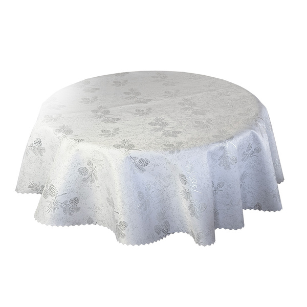 Dwustronny Obrus Plamoodporny Szyszki Srebrne