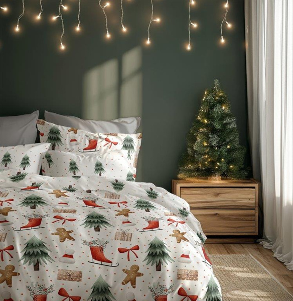 Komplet Pościeli 220x200+ 2x70x80 Scandic 078 Zima Pierniczki