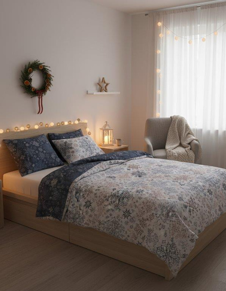 Komplet Pościeli 220x200+ 2x70x80 Scandic 077 Śnieżynki
