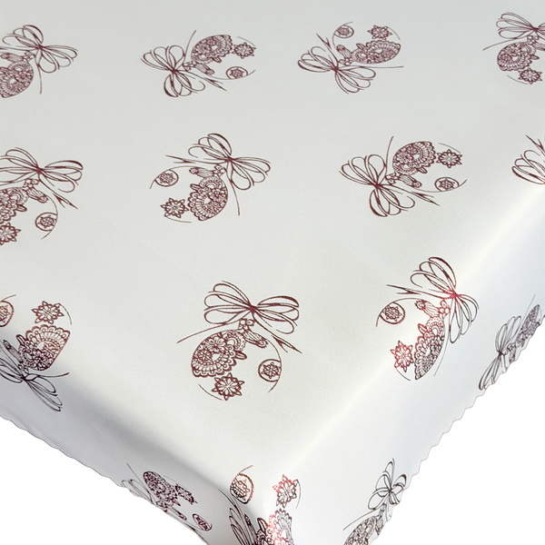 Dwustronny Obrus Plamoodporny Świąteczny Boże Narodzenie Bordowa Bombka