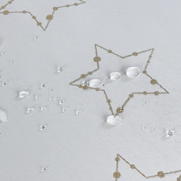 Dwustronny Obrus Plamoodporny Świąteczny Złoty Biały Gwiazdy 2561