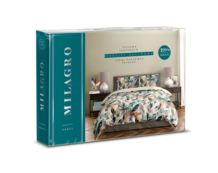 Komplet Pościeli Satyna Bawełniana 140x200+70x90 Milagro Verde 005