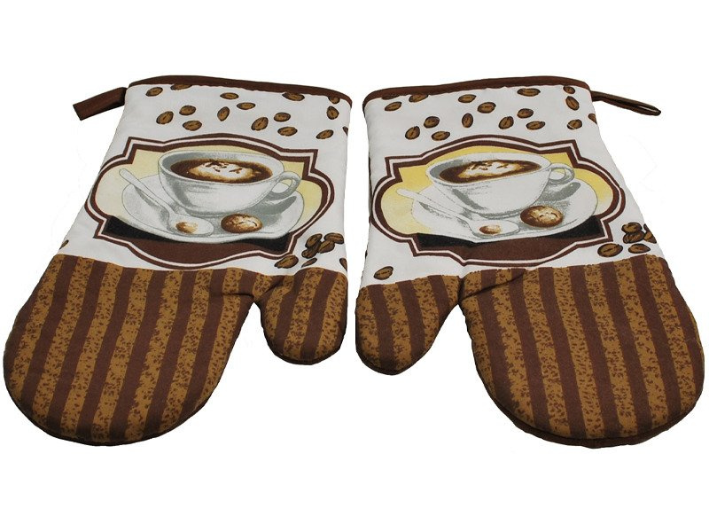 Fartuszek Kuchenny i 2 Rękawice Kuchenne Cappuccino 9578B Zestaw
