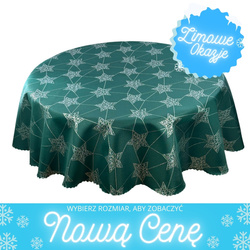 Dwustronny Obrus Plamoodporny Zielony Srebrne Gwiazdy