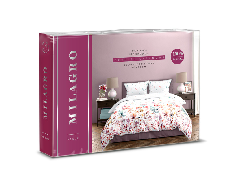 Komplet Pościeli Satyna Bawełniana 140x200+70x90 Milagro Verde 001