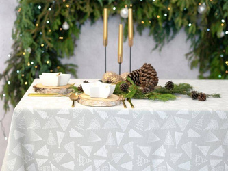 Dwustronny Obrus Plamoodporny Świąteczny Szary Choinki