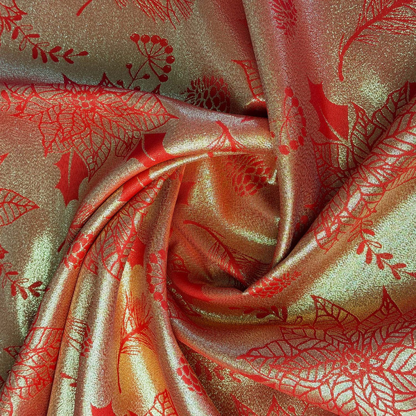 Dwustronny Obrus Plamoodporny Świąteczny Czerwony Złota Gwiazda Betlejemska Z-2888 Okrągły