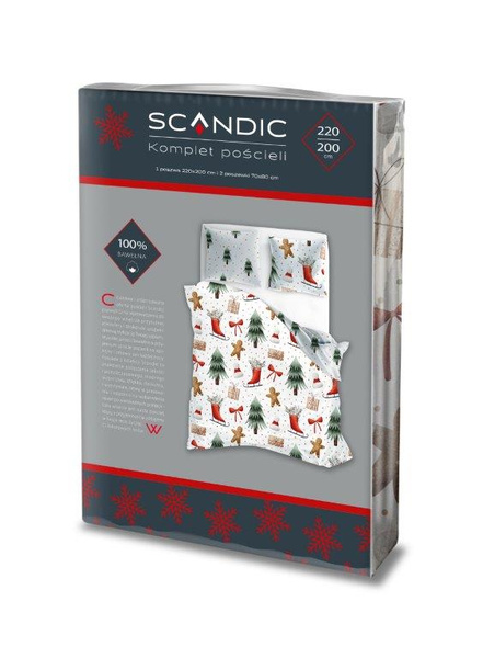 Komplet Pościeli 220x200+ 2x70x80 Scandic 078 Zima Pierniczki