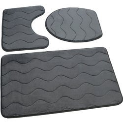 Dywaniki Łazienkowe Sumba Ciemno Szary 23 - Trzyczęściowy