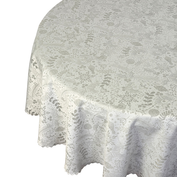 Obrus Plamoodporny Boże Narodzenie Szary Jemioła Z-3201 Okrągły