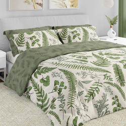 Komplet Pościeli Satyna Bawełniana 220x200+ 2x70x80 Boho 008 Liście Paproci
