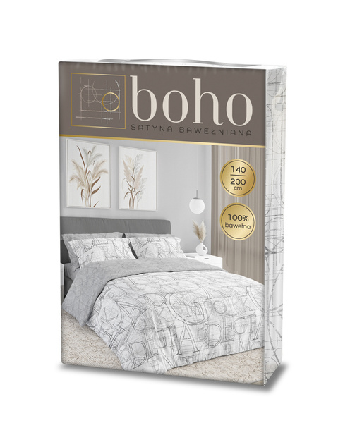 Komplet Pościeli Satyna Bawełniana 160x200+ 2x70x80 Boho 009 Litery