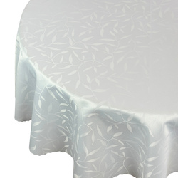 Obrus Plamoodporny 154 Biały Listki Okrągły