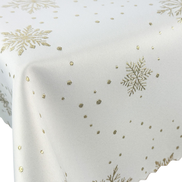 Dwustronny Obrus Plamoodporny Świąteczny Śnieg II Złoty