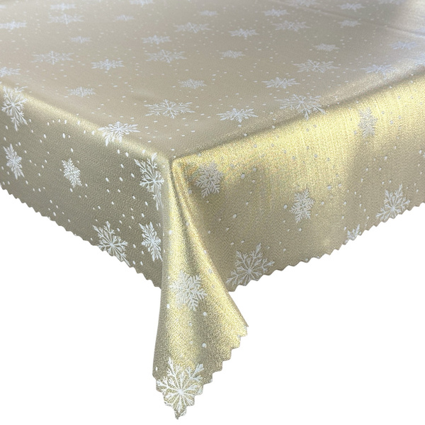 Dwustronny Obrus Plamoodporny Świąteczny Śnieg II Złoty