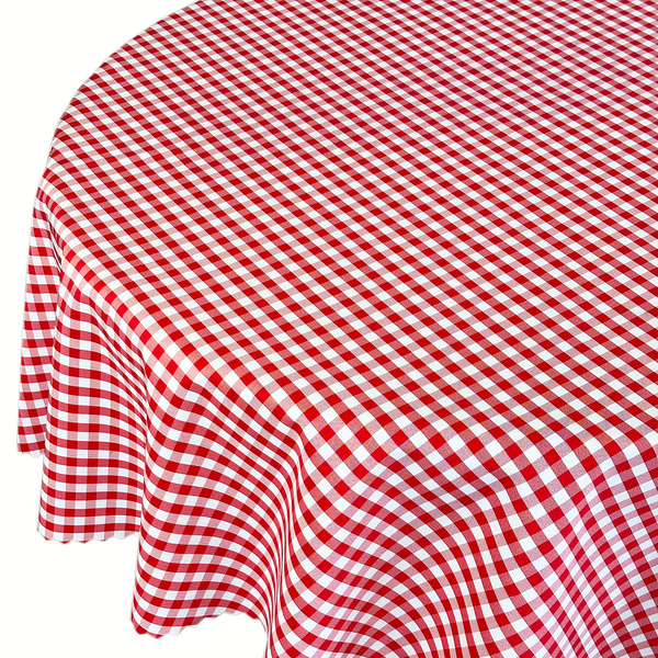 Obrus Plamoodporny Greta Druk Krata Czerwony Okrągły