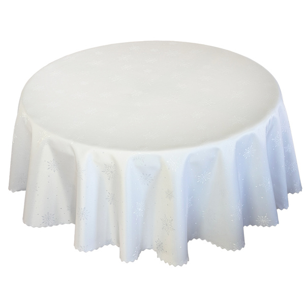 Obrus Plamoodporny Świąteczny Boże Narodzenie Śnieg Z-3642 Biały Okrągły