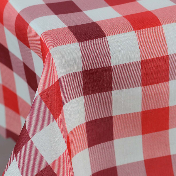 Obrus Plamoodporny Druk Czerwona Krata Okrągły