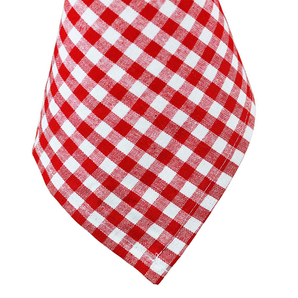 Obrus Obszywany Lniany Mała Czerwona Krata 