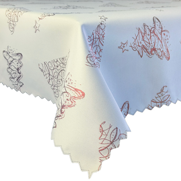 Dwustronny Obrus Plamoodporny Świąteczny Boże Narodzenie Choinka Bordo Z-3401