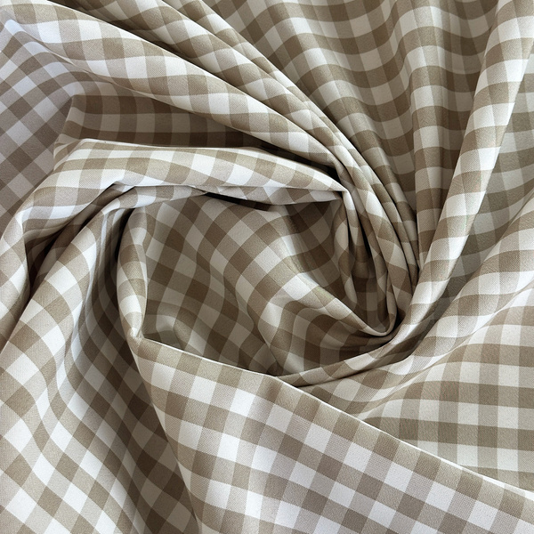 Obrus Plamoodporny Greta Druk Krata Beżowy Okrągły