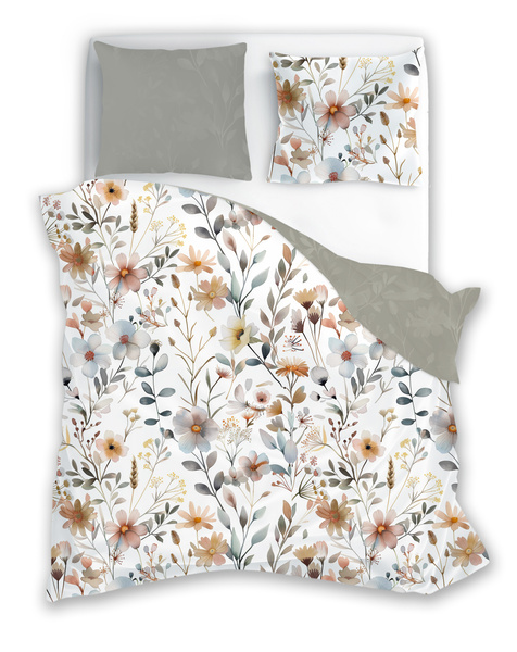 Komplet Pościeli Satyna Bawełniana 140x200+70x90 Boho 006 Kwiaty