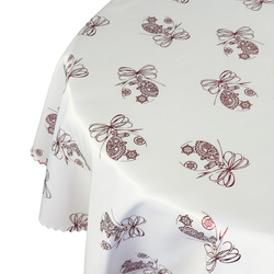 Dwustronny Obrus Plamoodporny Świąteczny Boże Narodzenie Bordowa Bombka Okrągły