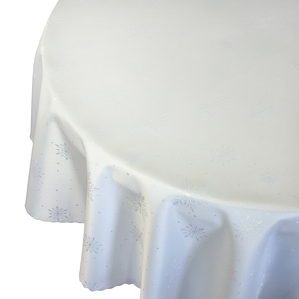 Obrus Plamoodporny Świąteczny Boże Narodzenie Śnieg Z-3642 Biały Okrągły