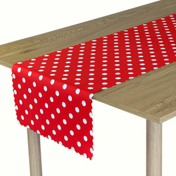 Bieżnik Plamoodporny Druk Kropki Czerwony