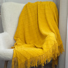 Koc Żakardowy Neria z Frędzlami Żółty 130x170 cm