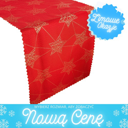 Dwustronne Bieżniki Plamoodporne Świąteczny Czerwony Złote Gwiazdy Z-3418