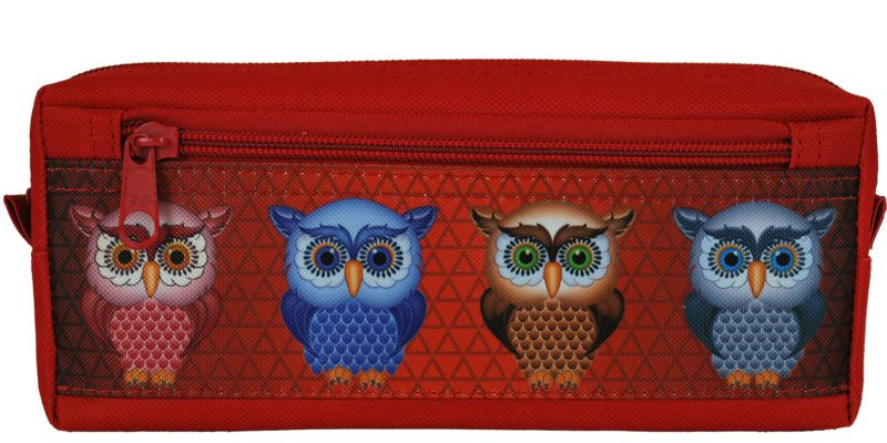 Piórnik Pojedynczy bez Wyposażenia 4 Sowy Czerwony WAR-476