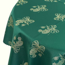 Dwustronny Obrus Plamoodporny Świąteczny Zielona Bombka Okrągły