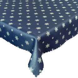 Dwustronny Obrus Plamoodporny Świąteczny Granatowy Srebrny Śnieg I