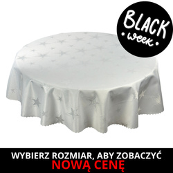 Dwustronny Obrus Plamoodporny Świąteczny Duża Gwiazda Srebrna Okrągłe