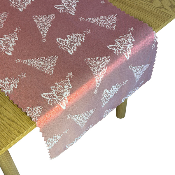 Dwustronne Bieżniki i Serwety Plamoodporne Świąteczny Boże Narodzenie Choinka Bordo Z-3401