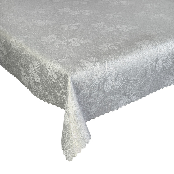 Dwustronny Obrus Plamoodporny Szyszki Srebrne