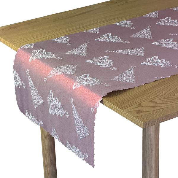 Dwustronne Bieżniki i Serwety Plamoodporne Świąteczny Boże Narodzenie Choinka Bordo Z-3401