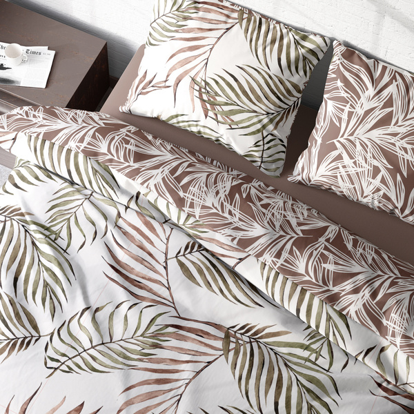 Komplet Pościeli Satyna Bawełniana 220x200+ 2x70x80 Boho 002 Liście