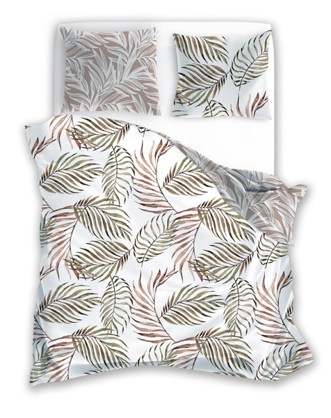 Komplet Pościeli Satyna Bawełniana 220x200+ 2x70x80 Boho 002 Liście