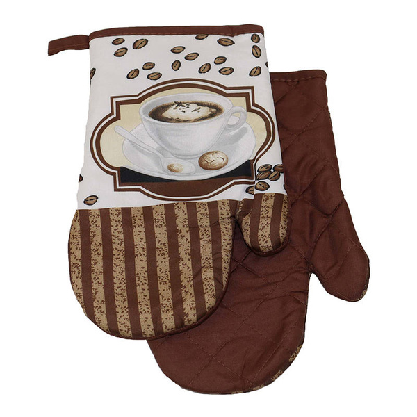 Fartuszek Kuchenny i 2 Rękawice Kuchenne Cappuccino 9578B Zestaw