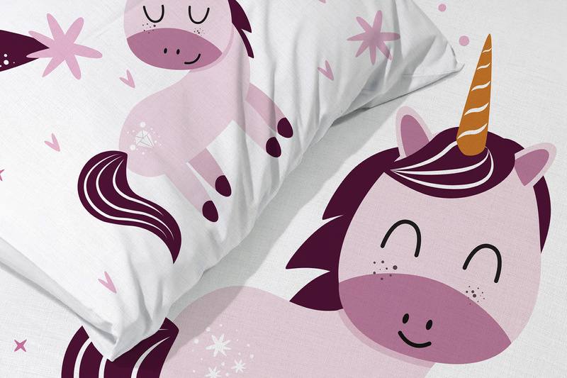 Pościel Dziecięca 100x135+40x60 018 Jednorożec 