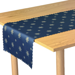 Dwustronne Bieżniki i Serwety Plamoodporne Świąteczne Granatowy Złoty Śnieg I