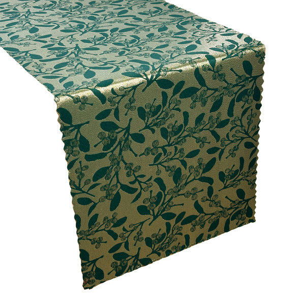 Dwustronne Bieżniki Plamoodporne Świąteczny Zielony Jemioła Z-3514