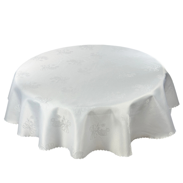 Obrus Plamoodporny Świąteczny Boże Narodzenie Bombka Z-3438 Biały Okrągły