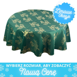 Dwustronny Obrus Plamoodporny Świąteczny Zielony Christmas Bell Okrągły