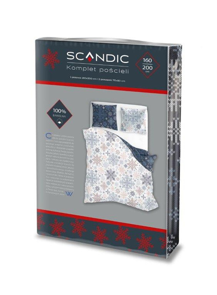 Komplet Pościeli 160x200+ 2x70x80 Scandic 077 Śnieżynki