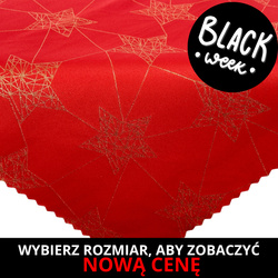 Dwustronny Obrus Plamoodporny Świąteczny Czerwony Złoty Gwiazda Z-3418